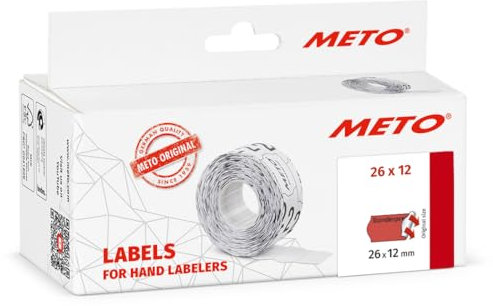 Original Meto Preisauszeichner Etiketten Vordruck « Sonderpreis » (26x12 mm, 1-zeilig, 6.000 Stück, fluor rot, permanent haftend)