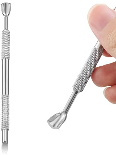 Qutalmi Spingi cuticole, Strumento spingi cuticole - Spingi cuticole curvo professionale, acciaio inossidabile doppia estremità - portatili per la tecnologia delle unghie, piccoli