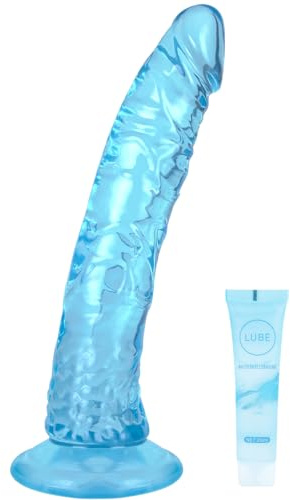 Gode Réaliste Godemichet Bleu Pénis Silicone Gelée,Godemiché Plug Anal avec Ventouse Forte,Masturbateur de point G Portable Sex toys jouet sexuel pour Femmes Hommes (bleu/XL)