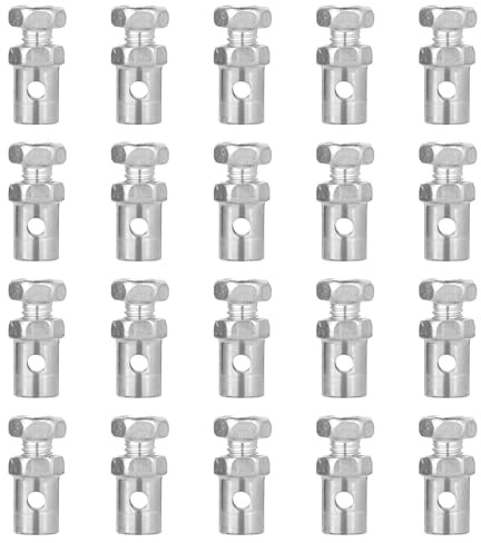 20Pcs 1/8 Throttle Brake Cable Ends, Throttle Cable Stops Locks Clamp Go Kart Brake Cable Ends for Motorcycle Motorized Bike Clutch Cable Bicycle Garden Lawn Mower Scooter Parts (Silver)