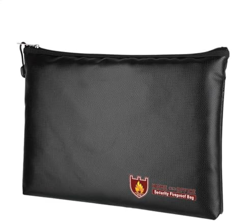 Misaakoeq Wasser- und feuerfeste Tasche, wasserdicht, feuerfeste Box mit Reißverschluss, Dokumententasche, 34 x 26 cm, feuerfeste Tasche für Zuhause, , Bank, wertvolle Dokumente
