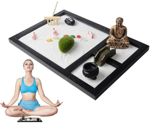 Miniature Sand Garden, Sand Garden for Desk | Zen Meditation Desktop Sand Garden,Indoor and Outdoor Relaxation Funny Table Top Ornament Sand Rake Toy for Study, Restaurant