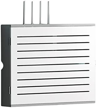 Wireless Router Storage Box nizer with Door for Living Room Decor Cable Management and Storage Holder for Modem and Router Wooden Multimedia Box with White Finish Inner Diameter 50cm.
