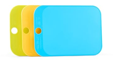 WePrep Set of 3 Coloured Chopping Boards – Durable, Textured, Non-Slip Cutting Boards with Hanging Loop – Knife-Friendly, Food-Grade Plastic – Bright, Bold Colours – Dishwasher Safe