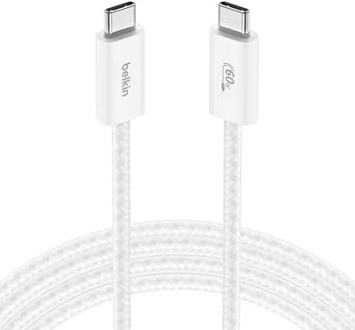 Belkin USB C to USB C Cable, 6.6ft 60W - Type C Charger, iPhone Charger Cord, Soft Braided Flexible for iPhone 16, Galaxy S25, Pixel 9, Airpods, iPad Pro, Tablet and More
