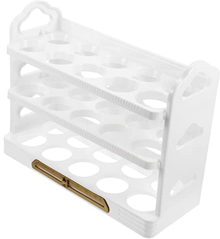 Boîte de Conservation des Œufs 3 Couches 30 Emplacements Pp Pet Blanc | Porte-œufs pour Réfrigérateur, Grosse Capacité, Réutilisable, Design Compact, Protection des Œufs