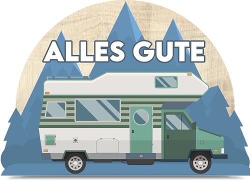 Camper Geschenke Camper Alles Gute Holzkarte - Geburtstagskarte - Geschenk Camper, Geschenk für Camper, Geschenke für Camper Wohnmobil, Geschenke für Camper Männer, Geschenk für Camper Wohnmobil