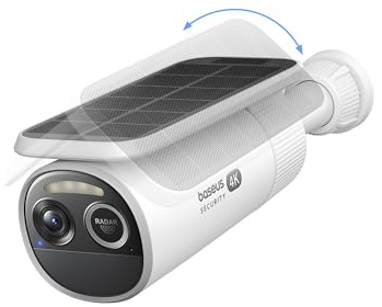 Baseus S2 4K Solar Security Cameras Wireless Outdoor - Radar+PIR Detection, AI Face Recognition, Auto Sunlight-Tracking, Color Night Vision, IP67, No Monthly Fee, Local Storage, Featured at CES 2025