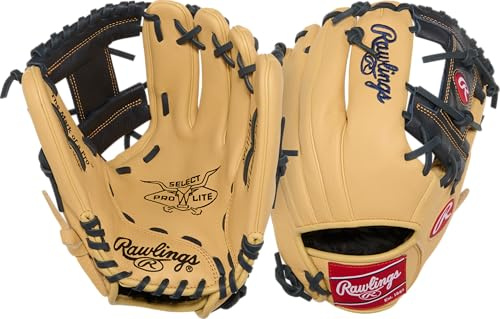 Rawlings Select Lite Youth Baseball Glove Player Models | Sizes 10.5-12.25 | Multiple Styles Series-Guante de béisbol, Niños, Anthony Volpe | Pro I Web-Camello/Azul Marino, 11.25 | Infield