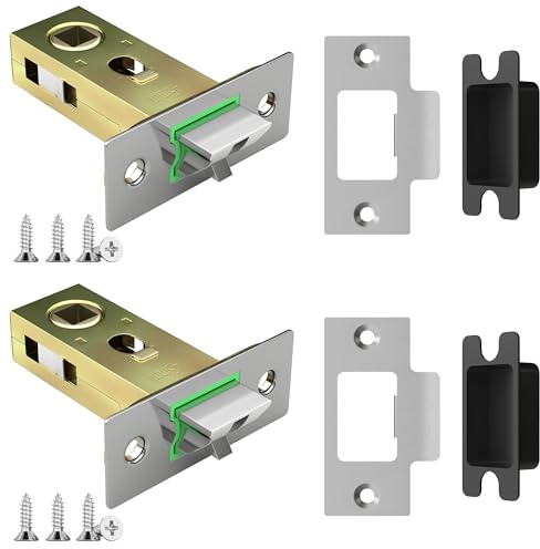AwmnSrman 2 Set 45mm Tubular Latch Door Latch, Door Catches for Internal Doors for Sprung Lever Handles Nickel Sliver