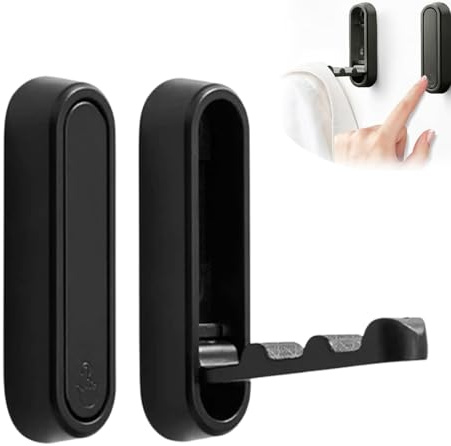 XoeLLe 2 Pezzi Appendiabiti da Porta Attaccapanni da Parete Appendi Abiti per Muro Stendibiancheria Parete Pieghevoli a 90° Gancio Lega di Zinco per Bagno Camera Letto, Studio, Armadietto (Nero)