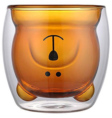 Süße Bier tassen KaffeeTeegläser Trinkgläser Kaffeeglas Doppelwandige Isoliergläser Bär Katze Becher Tasse