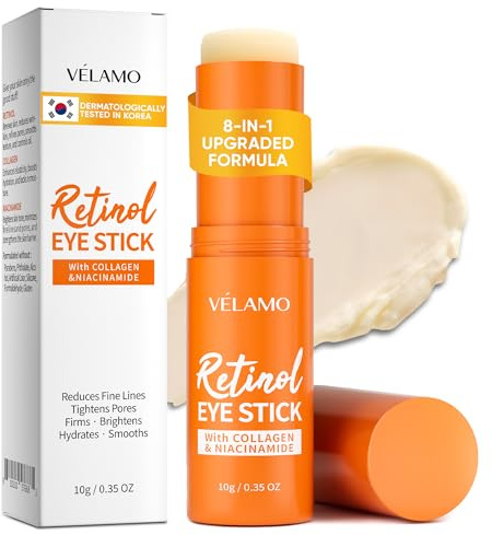 VELAMO ADVANCED Retinol Eye Stick: Plumping & Smoothing Under Eye Balm for Dark Circles, Puffiness & Wrinkles - Made in Korea, Upgraded Formula with Collagen, Niacinamide & Peptides, 0.35 OZ/10g