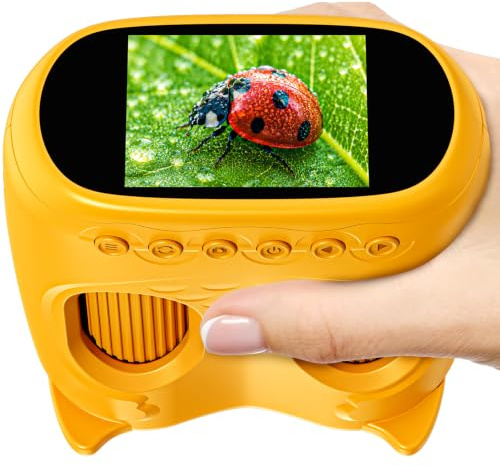 Ashfly Microscopio e telescopio 2 in 1 per bambini, microscopio tascabile portatile USB 2 in 1 da 1000x, schermo 4K da 2.0, ingrandimento 10x, telescopio per bambini, scienza all'aperto (arancione)