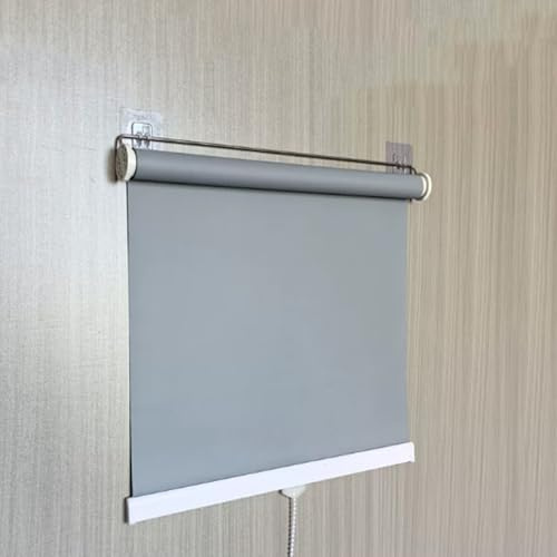 XINGWANGG Retractable Blackout Roller Blinds,Cordless Roller Blinds With Spring System,Temporary Sunshade Window Roll Up Shades,No Drilling,Privacy Screen,Width x Length (95cm x 150cm,Gray)