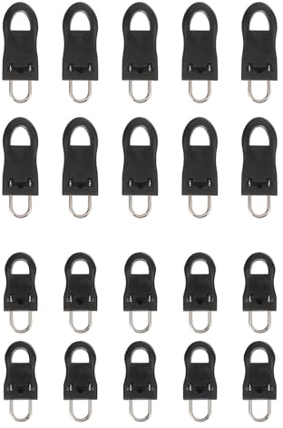 20 Pièces Tirettes de Remplacement pour Fermeture Éclair en Caoutchouc Noir | Lot Mixte Grosse et Petite Taille, Texture Antidérapante, Pose Rapide, pour Vêtements, Paquet, Bagages