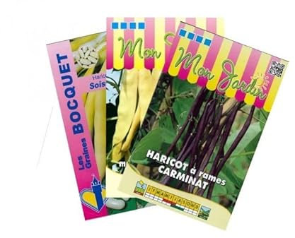 Sachet de graines de Lot de Haricots colorés à rames (3 sachets de graines à semer) - 270 g - LES GRAINES BOCQUET