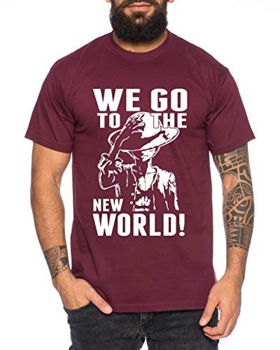 New World Zorro One Manga Herren Ruffy T-Shirt Anime Piece, Größe:XL, Farbe:Weinrot