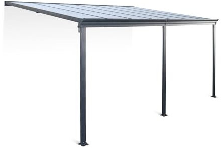 Alice's Garden - Pergola Murale 3x4 m en Aluminium et Polycarbonate avec gouttière. pergola adossée. Avenio