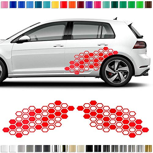 Auto-Dress® Aufkleber Set/Dekor in Wunschfarbe - Motiv: Waben (Schwarz-Glanz)