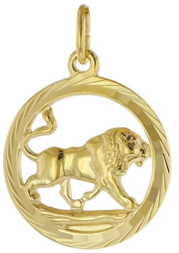 trendor Sternzeichen Löwe 333 Gold Anhänger Ø 16 mm 39000-08 | modischer Tierkreiszeichen Anhänger aus Echtgold für Damen und Herren, elegante Geschenkidee,