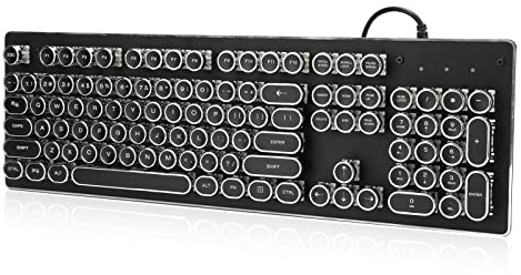 Dilwe Mechanische Retro-Tastatur mit Kabel,104 Tasten mit mechanischer Welle Gaming Tastatur,Hintergrundbeleuchtung/wasserdicht/staubdicht/Plug-and-Play/Ergonomische Tastatur,für Desktop und Notebook