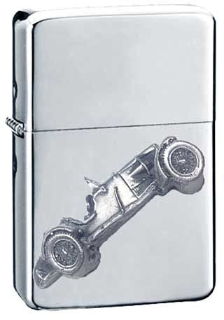 Klassisches Auto NE ref140 Zinn-Effekt Design auf einem Flip-Top-Benzinfeuerzeug, winddicht, Silber nachfüllbar