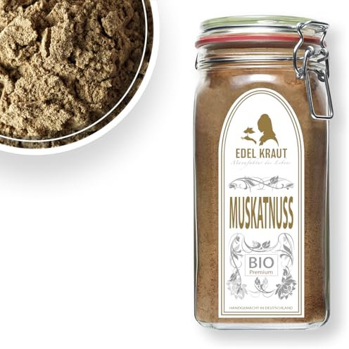 MUSKATNUSS gemahlen BIO 650g im Premium Glas | EDEL KRAUT - 100% naturrein - Premium Gewürze & Gewürzmischungen - frei von jeglichen Zusatzstoffen - kontrolliert biologischer Anbau - Nutmeg Organic