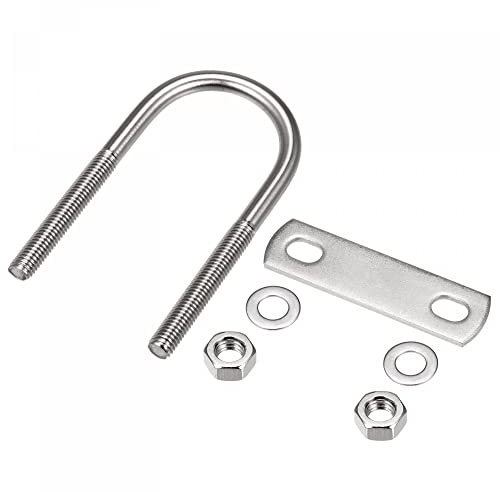 sourcing map U Bolts 2 Sets (M8x42x100mm), Round U Bolt 304 Stainless Steel with Accessories - for Construction, Pipe