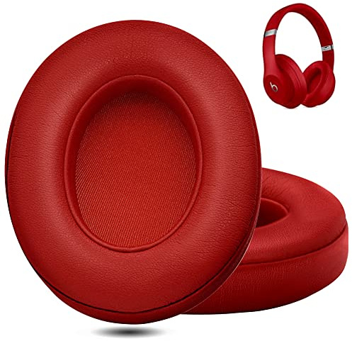 Auricolari di ricambio professionali per cuffie Beats Studio 2 e 3 (B0501, B0500) cablati e wireless, non si adattano a Beats Solo, schiuma migliorata, lussuosa pelle PU (rosso)
