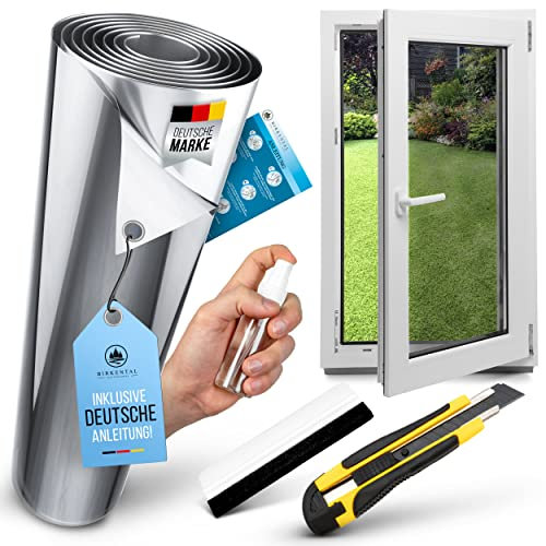 Birkental Sonnenschutzfolie Fenster innen oder außen - Sonnenschutzfolie - UV Schutz Spiegelfolie - Hitzefolie - Fensterfolie Blickdicht - Sichtschutz - Wärmeschutzfolie selbstklebend (60 x 400 cm)
