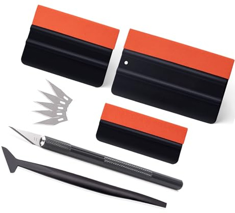 FOSHIO 6 Stück Rakel Set Filzrakel mit Skalpell Messer Cuttermesser für Folie Rakel Set Fensterabzieher für Autofolie Installation Auto Folieren Folienrakel Spezialrakel Für Fensterfolien