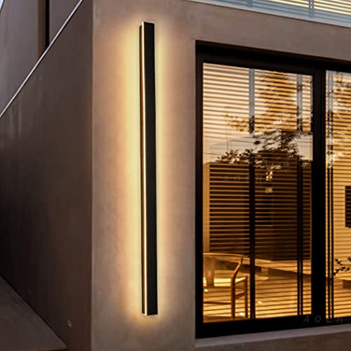 Outdoor Wall Lights LED Black Long Wall Sconce Ip65 Waterproof Outside Lights Rectangular Wall Lighting 3000k 45W Aluminum Exterior/Indoor Wall Light For Garden Villa Porch Terraces Garage,125cm*1