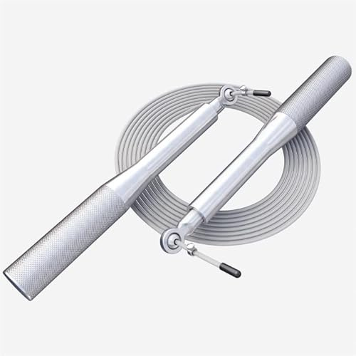GORILLA SPORTS® Springseil 300 cm, verstellbar, Aluminium, Schwarz/Silber | Rutschfeste gerändelte Griffe, 170 g; Skipping Rope, Speed Rope, Jump Rope, Hüpfseil für Zuhause, Erwachsene, Fitness, Boxing