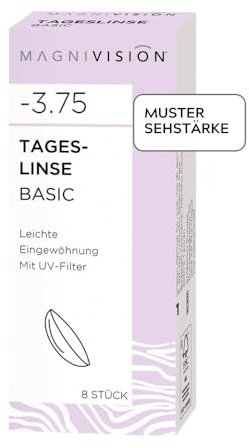 MAGNIVISION Tageslinsen Basic weiche Kontaktlinsen für -2,75 dpt. | 8 Stück | BC 8.6 | DIA 14.2 | Kontaktlinse mit Hydrogel und UV-Filter für ein angenehmes Tragegefühl | ohne Konservierungsstoffe