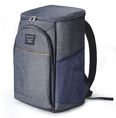 30 Dosen Isolierter Kühlrucksack, Auslaufsicher, Wasserdicht, Rucksack mit Großer Kapazität, Isolierter, Leichter Rucksack für Männer und Frauen, für Mittagessen, Picknick, Wandern,(Blau)
