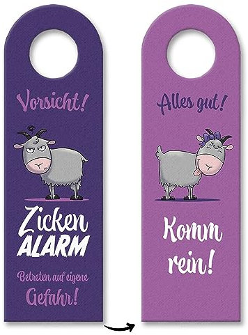 Vorsicht Zickenalarm Türhänger 10er Set mit süßen Ziegen originelles Türschild für das Kinderzimmer deiner Tochter oder die Türklinke deiner besten Freundin