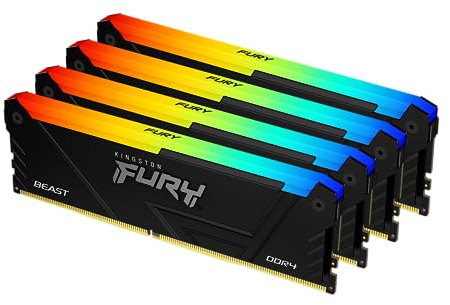 Kingston FURY Beast RGB 128GB 3600MT/s DDR4 CL18 DIMM (Kit of 4) Computer Memory KF436C18BB2AK4/128