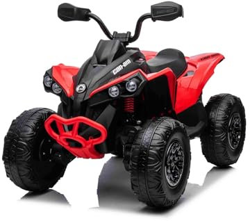 Kinder Elektro Quad 12V Can-am Renegade, rot, Einsitzer, Elektro Quad für Kinder mit LED-Leuchten, 12-V-Batterie, 2 x 35-W-Motoren, weiche Eva-Räder, MP3-Player mit USB/AUX-Eingang, lizenziert