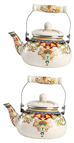 LeGDOr 2 Stück Wasserkocher Kung Fu Teekanne japanische Porzellan Teekanne Herd Teekanne Edelstahl Teekanne kleine Camping Wasserkrug Küche Teekanne Büro kochendes Wasser Topf verdicken Emaille
