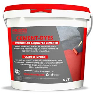 MR.DYES_CEMENT-DYES_Pittura per Pavimenti Esterni ed Interni da 5-14 L - per Pavimenti di Garage, Cantine, Spazi di Stoccaggio e Campi Sportivi in Cemento - Vari Colori. (5LT, BIANCO)