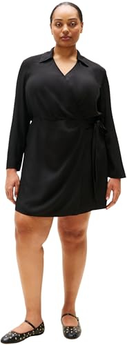 Tommy Hilfiger Vestido Envolvente Mujer Fluid con Cuello, Negro (Black), 52
