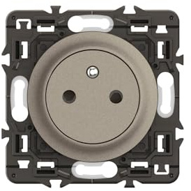 LEGRAND - Prise Electrique Murale avec Terre Céliane Surface - Prise Affleurante avec Socle Rétractable - Titanium - A compléter avec des plaques de finition - Lot de 6