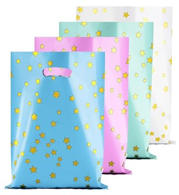40 PCS Kids Colorful Pentagram Goody Bags for Girls and Boys - 4 Color Gift Bags for Kids Birthday Party
