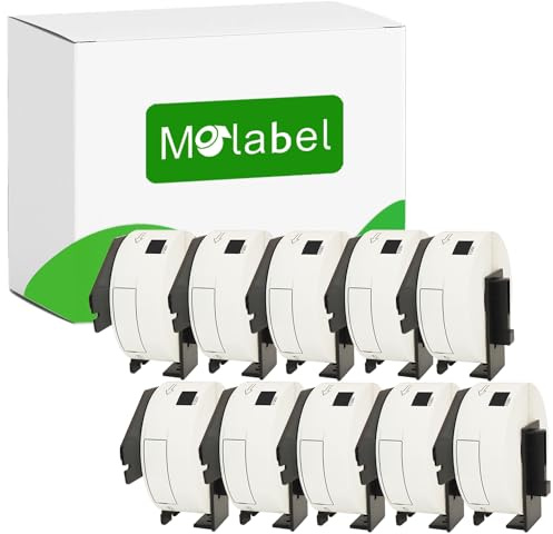 Molabel – 10 rotoli di etichette per indirizzi compatibili con Brother, 29 mm x 90 mm, 4000 etichette per stampanti Brother QL