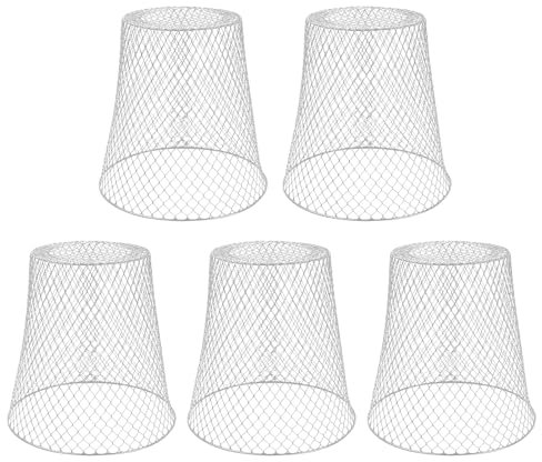 awakentti Protezione per piante, 5 pezzi, tiene gli scoiattoli fuori dai vasi da fiori, protezioni in filo metallico, cloche da giardino per arbusti e verdure (bianco)