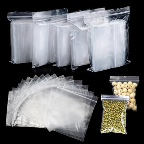 PXBSNB 500 sacchetti con chiusura a pressione, 4 × 6 cm, piccoli sacchetti con cerniera, in plastica trasparente, richiudibile, per gioielli e alimenti
