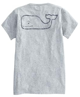 vineyard vines Women's Whale Pocket Tee, Grey Heather, XL