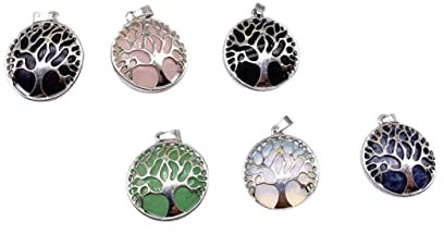 BELLIFFY 6pezzi Ciondoli Albero Della Vita in Lega Con Cristalli Misti Per Gioielli Fai Da Te Pendenti Naturali Per Collane Bracciali Ed Orecchini Personalizzati