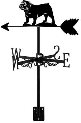 ZXXDSMYF Wetterfahne aus Metall mit Tiermotiv, Vintage-Wetterfahne in Schwarz mit Hunde-Windrichtungsanzeiger für die Dekoration von Gartendächern und Koppeln im Freien, Windmühle